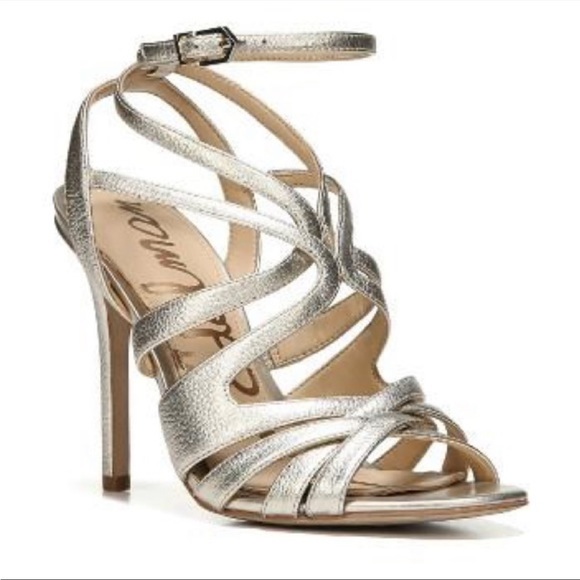 Sam Edelman Metallic Aviana Heeled Sandal Size 9 Gold Ankle Strap - Picture 7 of 7